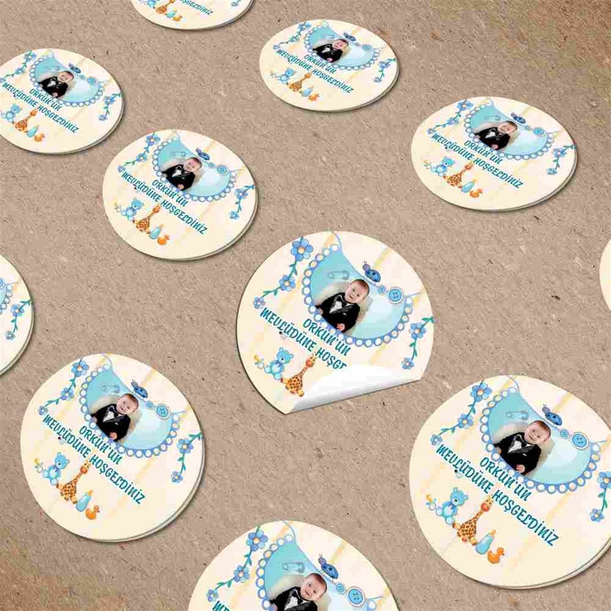 Mavi Önlük Konsept Kişiye Özel Sticker 30 Adet 