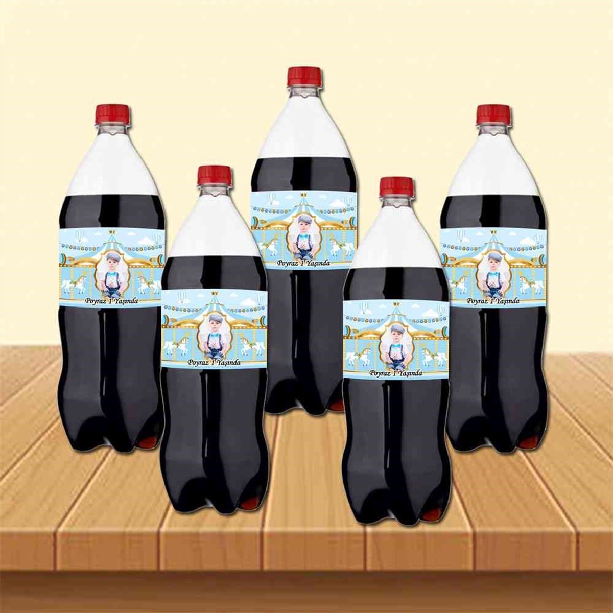 Mavi Resimli  Atlı Karınca Cola Şisesi Bandı     