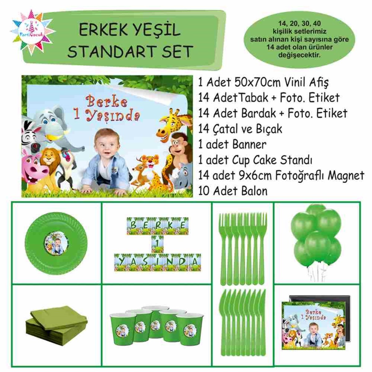 Mavi Safari Parti Süsü Standart Set 