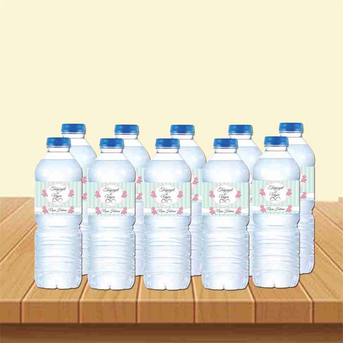 Mint Yeşili Nişan Su Şişe Süsleme Sargı 