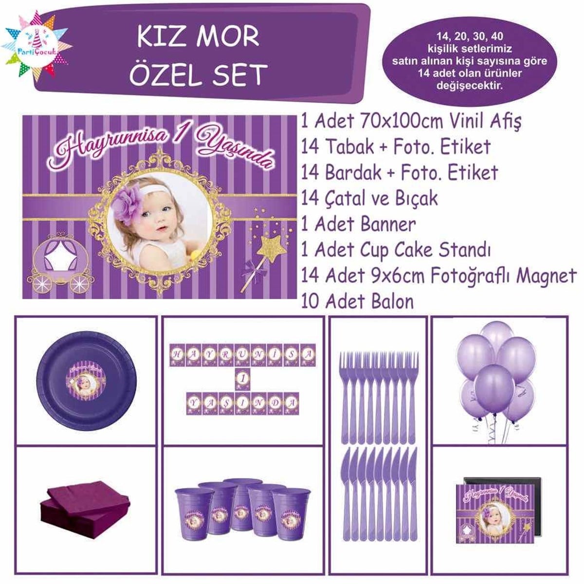 Mor Balkabağı Kişiye Özel Parti Setleri Özel Set 