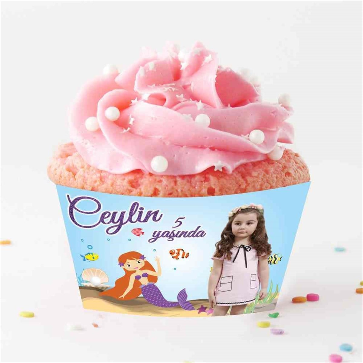 Mor Deniz Kızı Cupcake Sargısı  