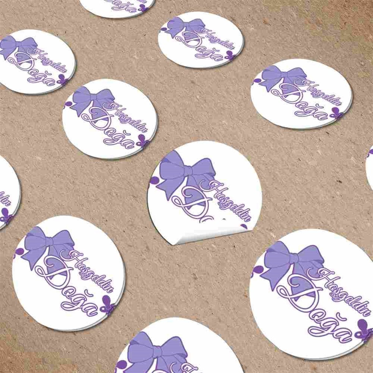 Mor Fiyonk Konsepti Sticker Etiketler 30 Adet 