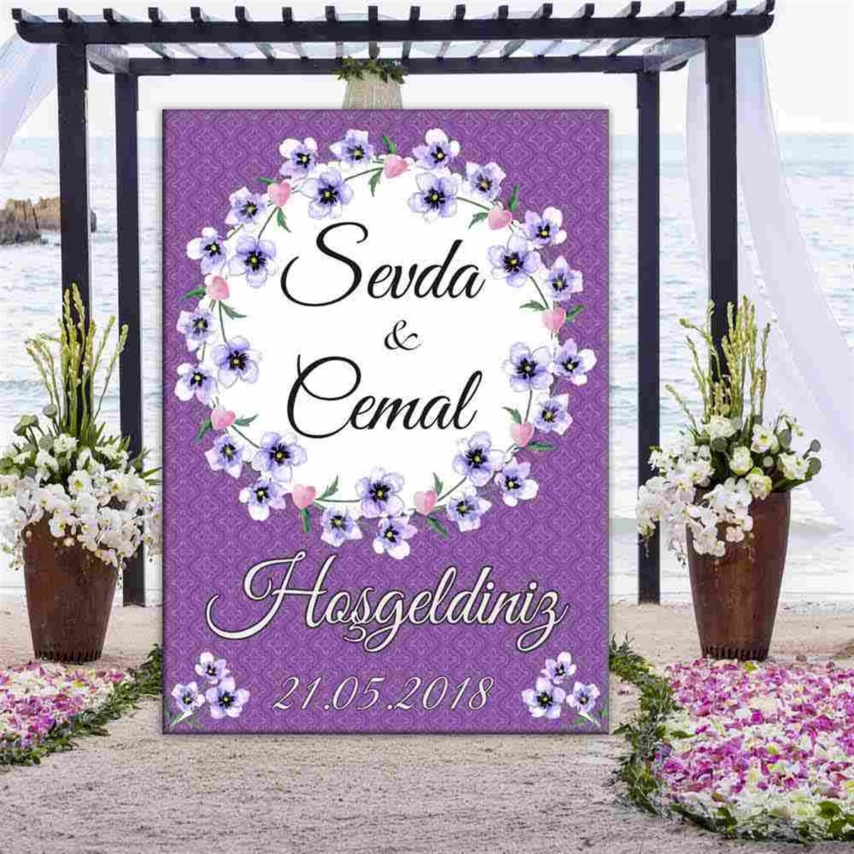 Mor Renkli Düğün Kapı Süsü 