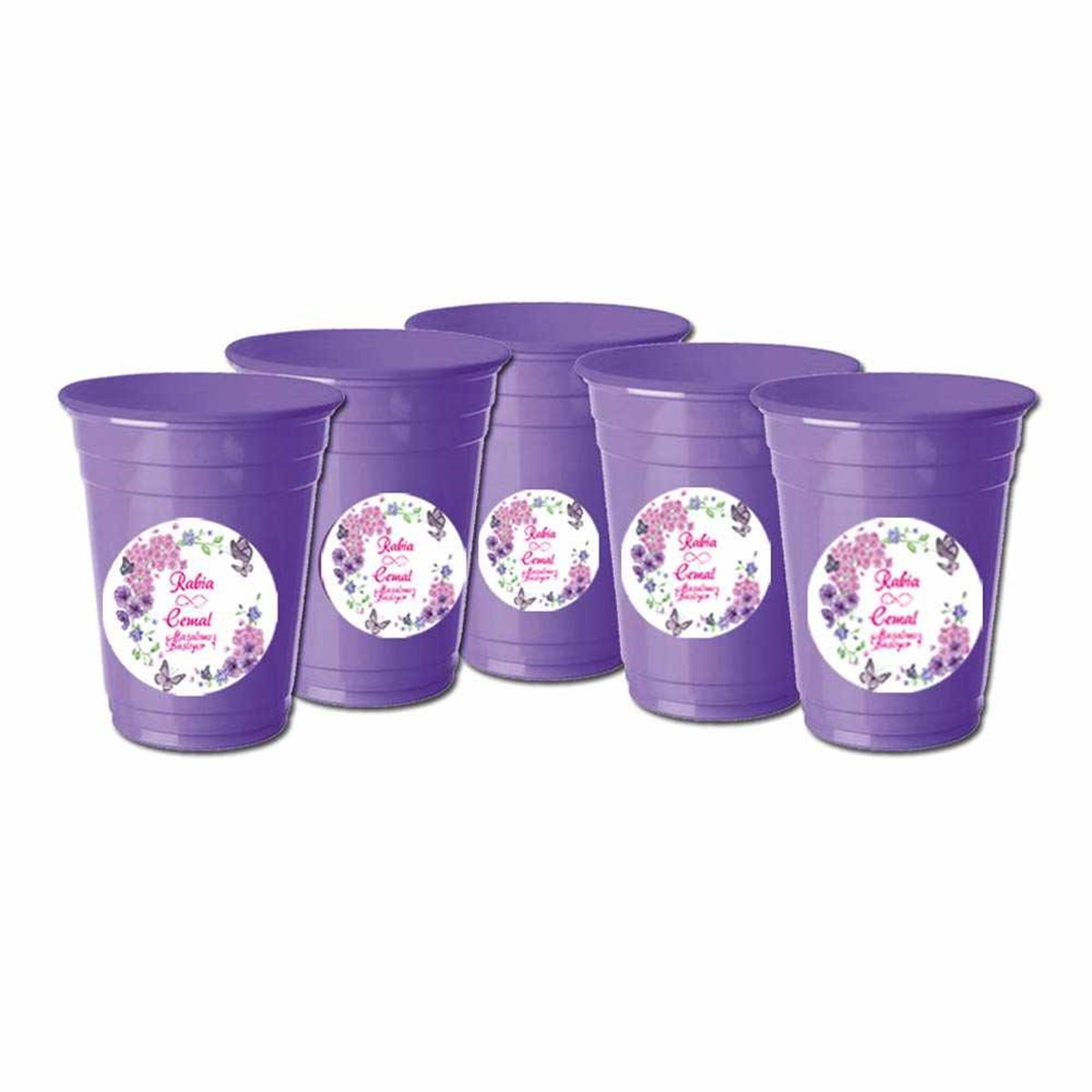 Nişan Parti Stickerlı Bardak 5 Adet 