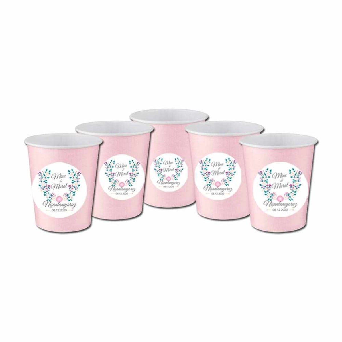 Nişanlanıyoruz Stickerlı Bardak 5 Adet 