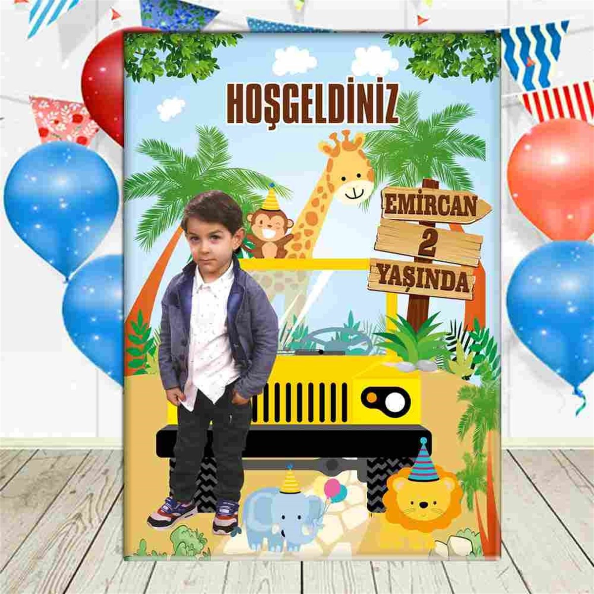 Orman Hayvanları Safari Konsept Ayaklı Pano 