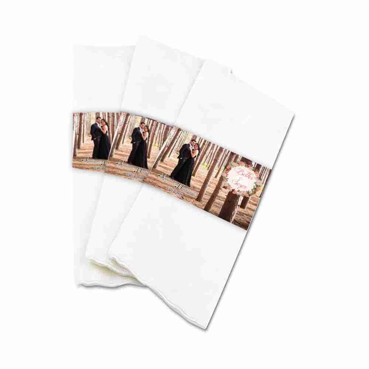 Özel Tasarım Baskılı Nişan Peçete Sargı 