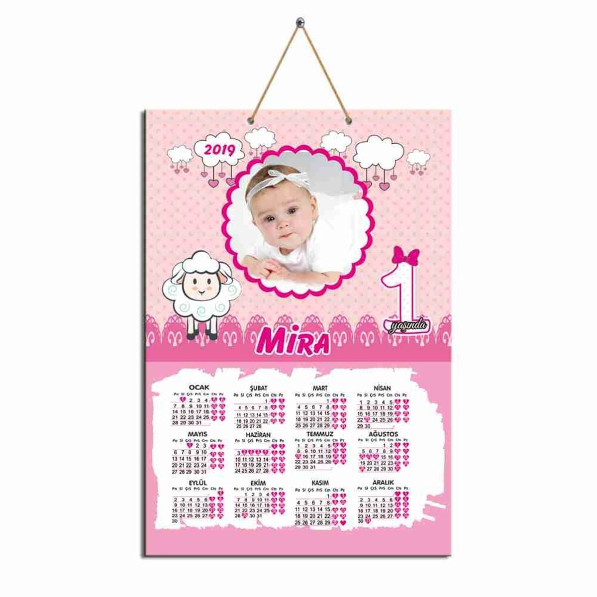Pembe Kuzulu Karton Takvim  
