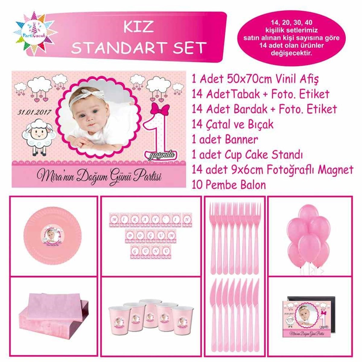 Pembe Kuzulu Özel Kız Çocuğu Konsept Standart Set  