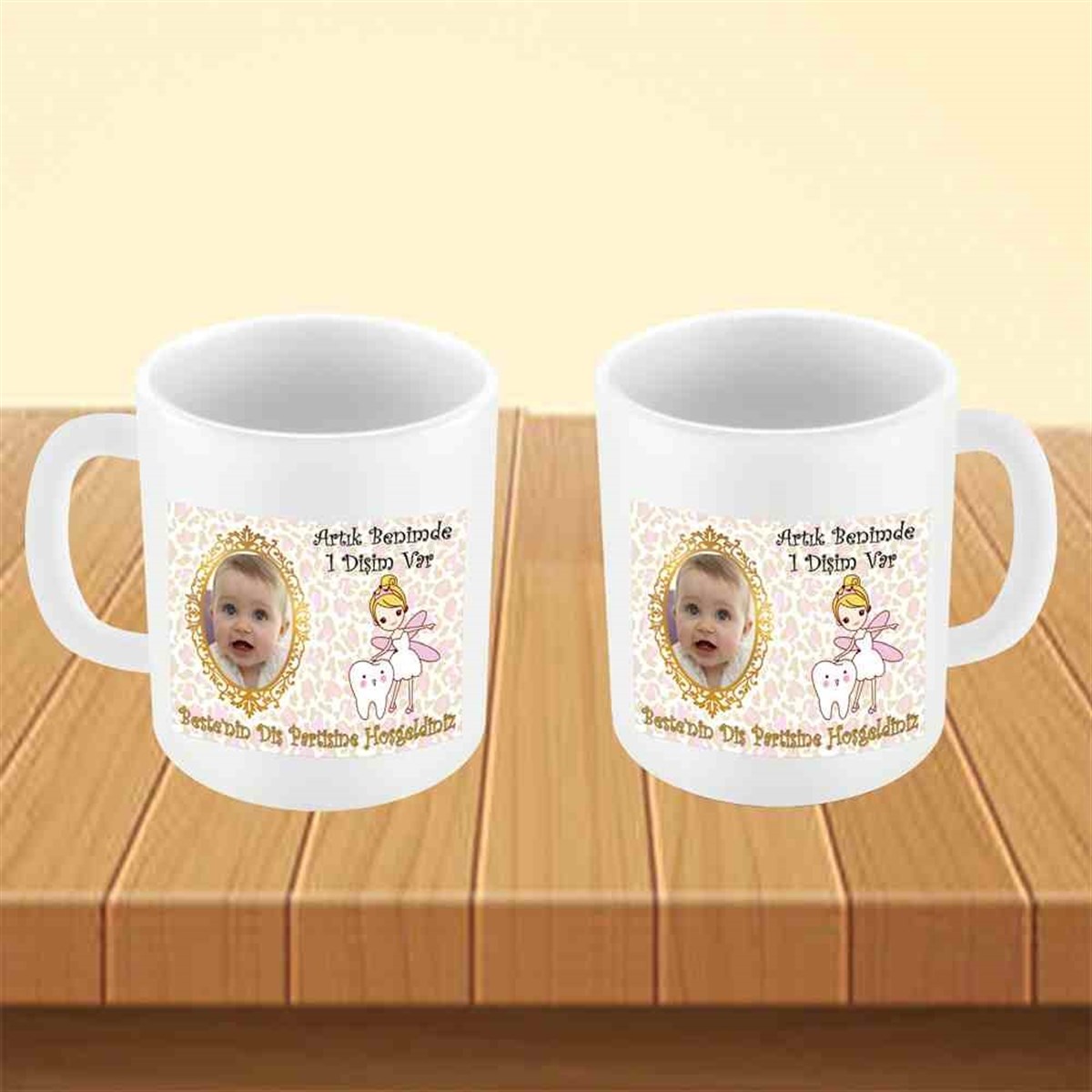 Pembe Leopar Peri ve Diş Parti Seti Kupa Bardak Mug 