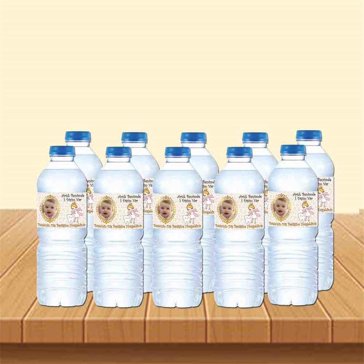 Pembe Leopar Peri ve Diş Parti Seti Su Şisesi Bandı 