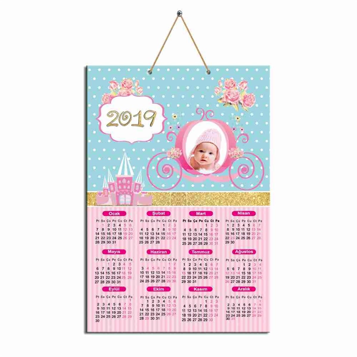 Pembe Mavi Balkabağı Karton Takvim   