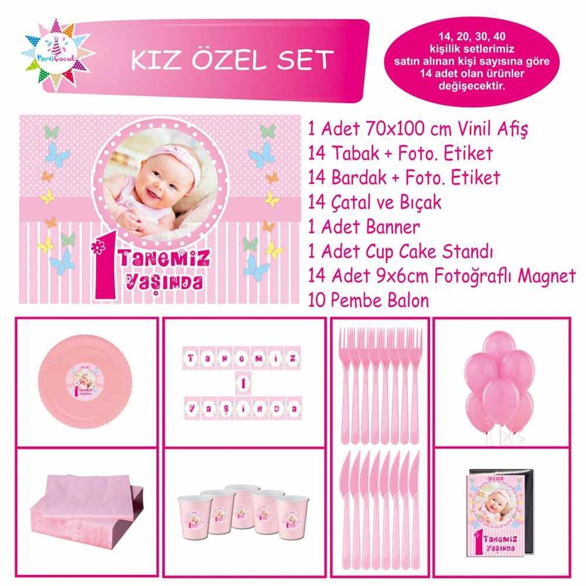 Pembe Puantiyeli Konsept Özel Set  