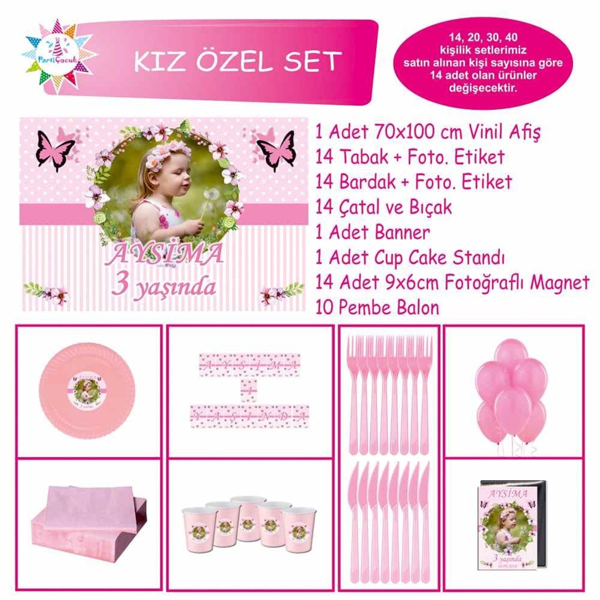 Pembe Puantiyeli Konsept Özel Set  