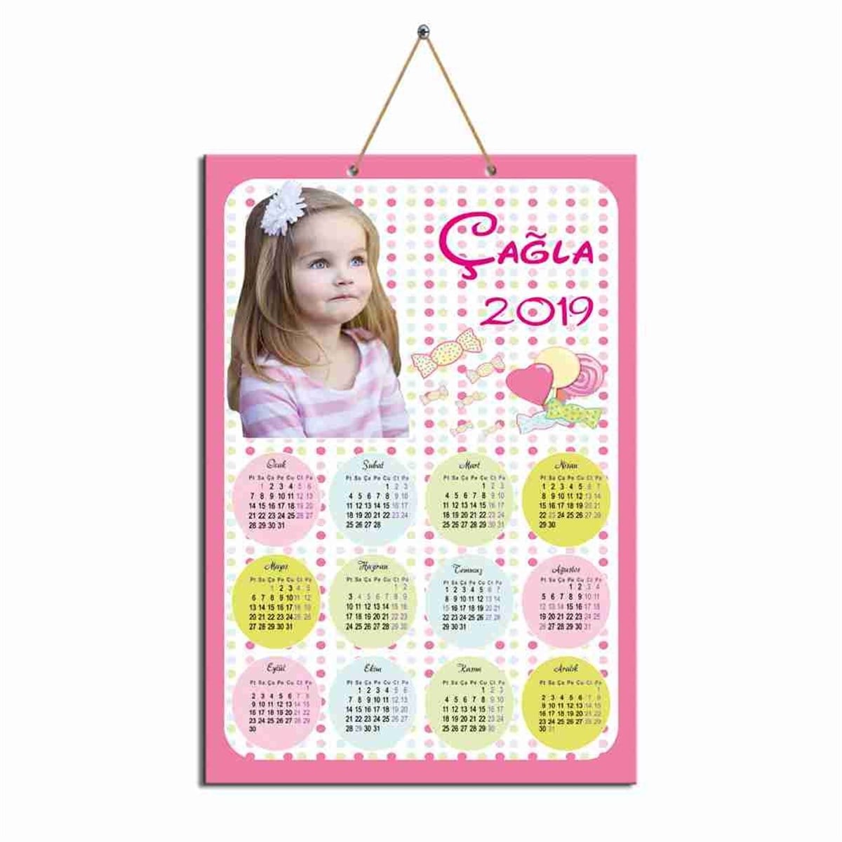 Pembe Şeker Karton Takvim  