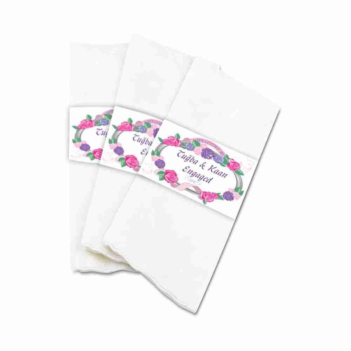 Pembe Şeritli Nişan Peçete Sargı Masa Süsleme 