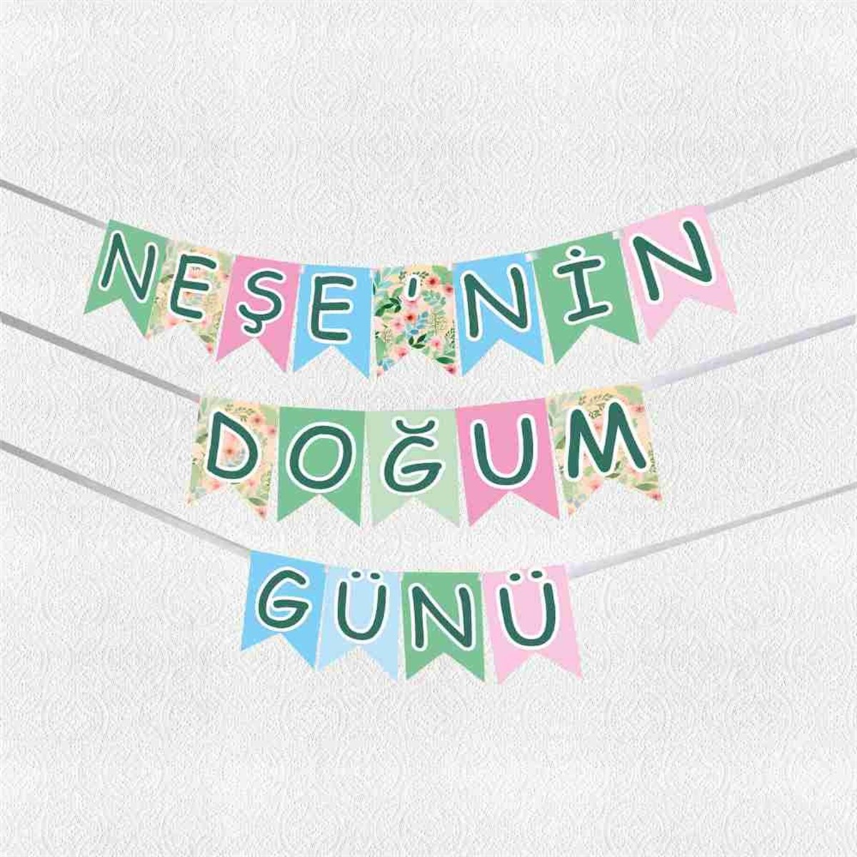 Pembe Sirk Konsepti Banner Harf Bayrak 