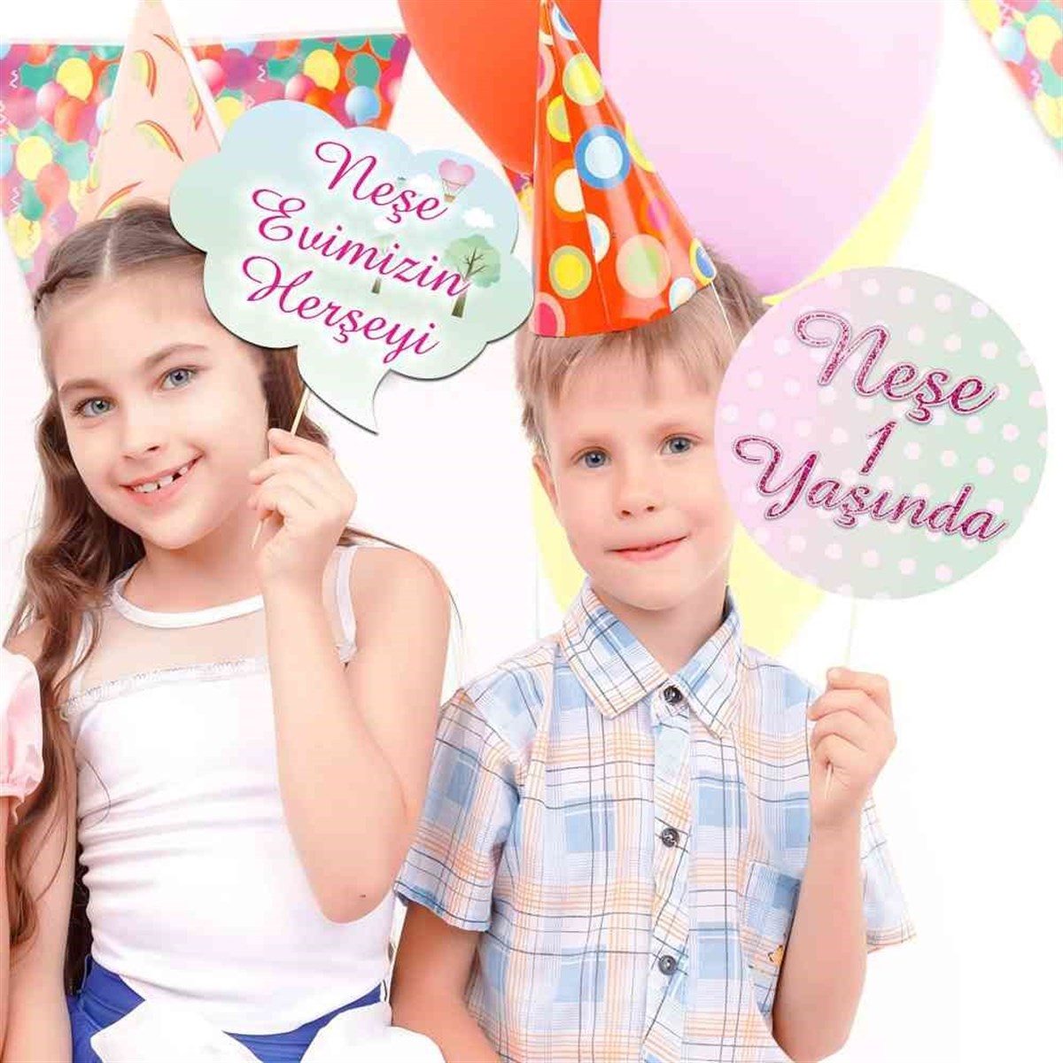 Pembe Sirk Konsepti Kişiye Özel Konuşma Balonu 