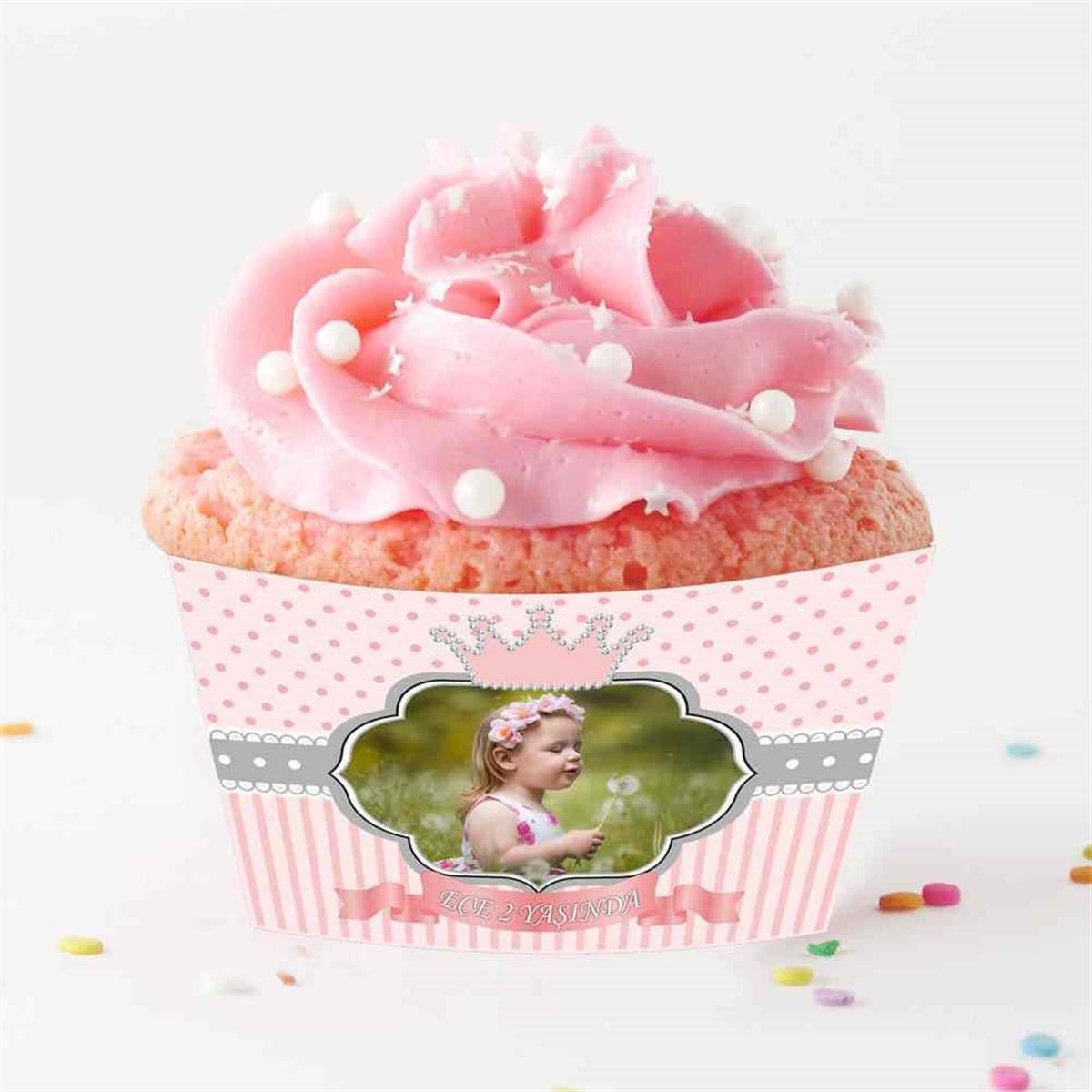 Pembe Taç Cupcake Sargısı  