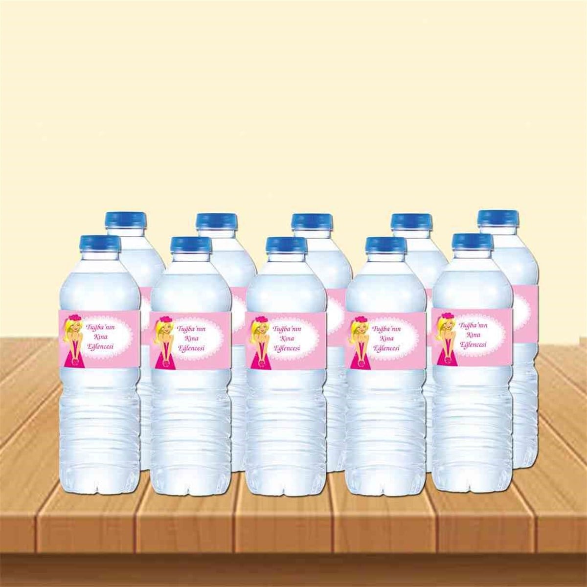 Pembe Vintage Etiket Şişelere 