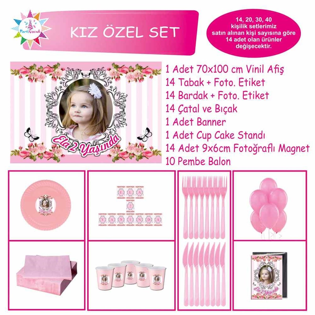 Pembe Vintage Masa Süsleri Konsept Özel Set 