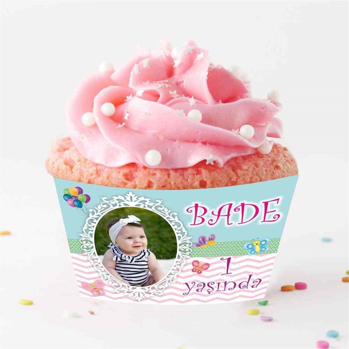 Puantiyeli Balon Cupcake Sargısı  