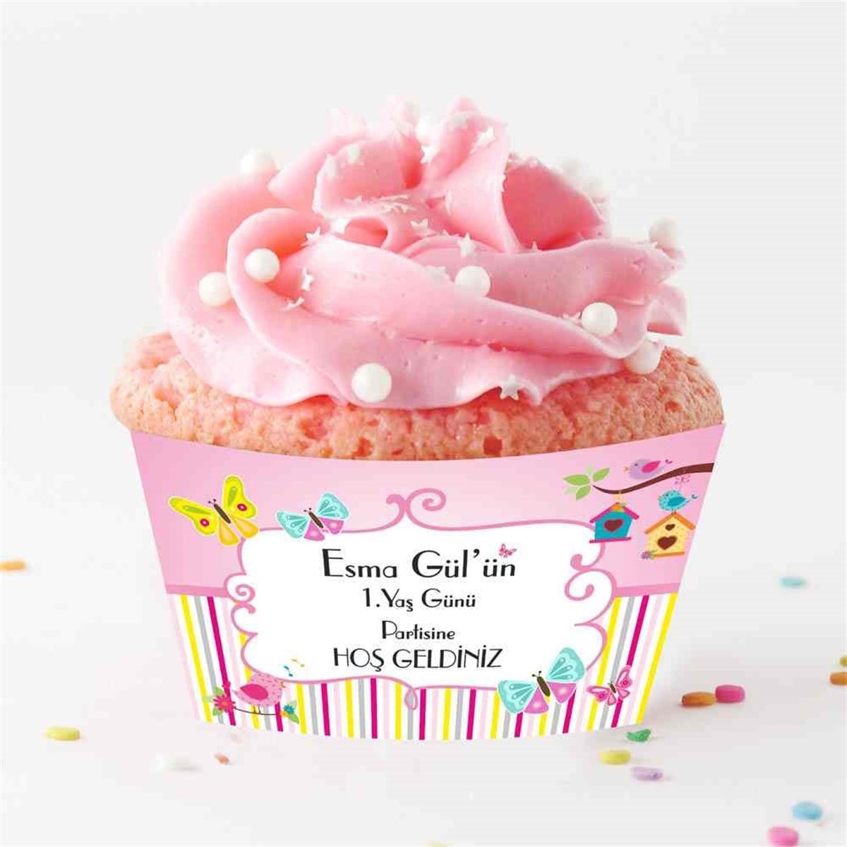 Puantiyeli Şerit Cupcake Sargısı  