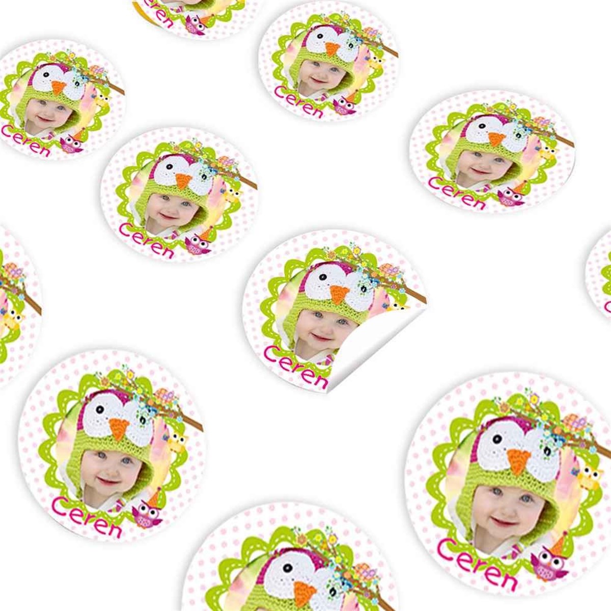 Renkli Baykuş Konsept Sticker 30 Adet 