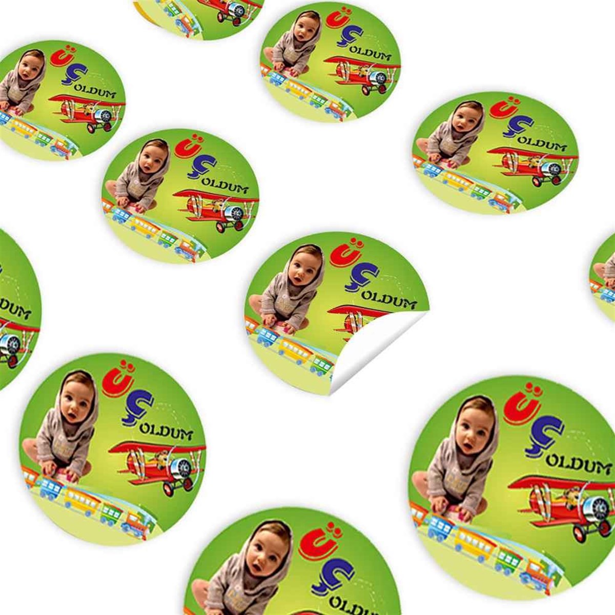 Renkli Tren ve Uçak Konsept Sticker 30 Adet 