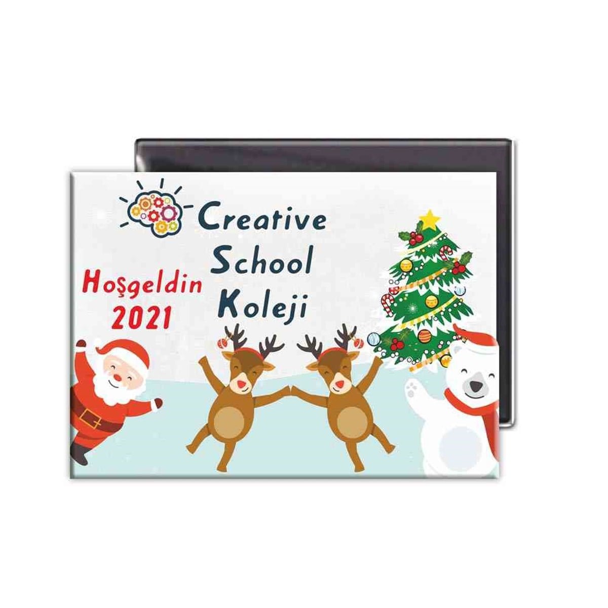 Restoran Kafe Logolu Yılbaşı Dikdörtgen Magnet 