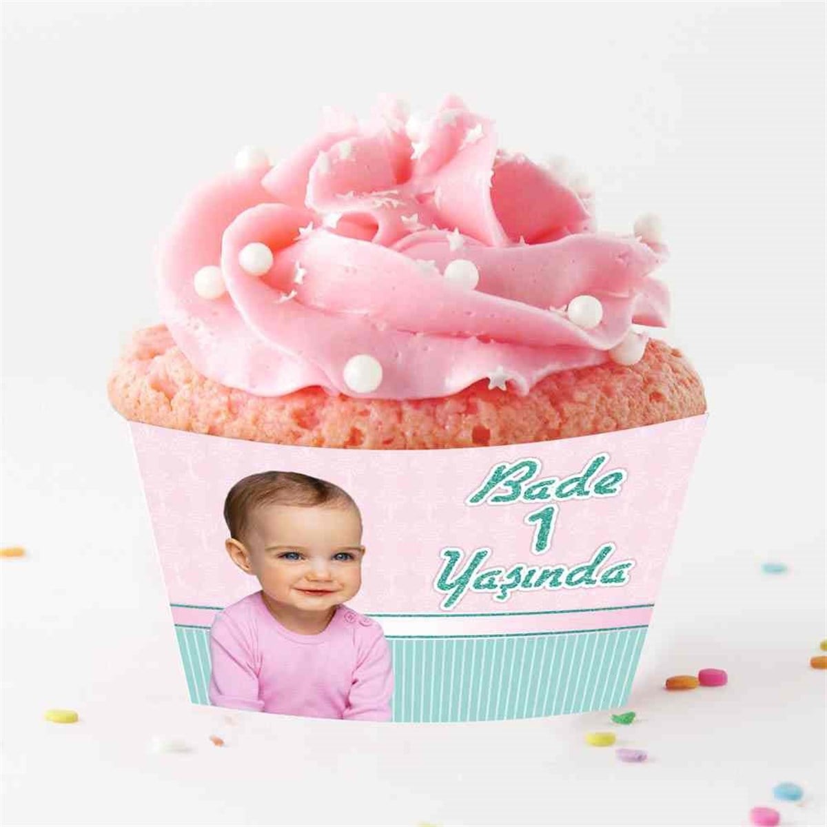 Sade Pembe Mint Yeşili Cupcake Sargısı  