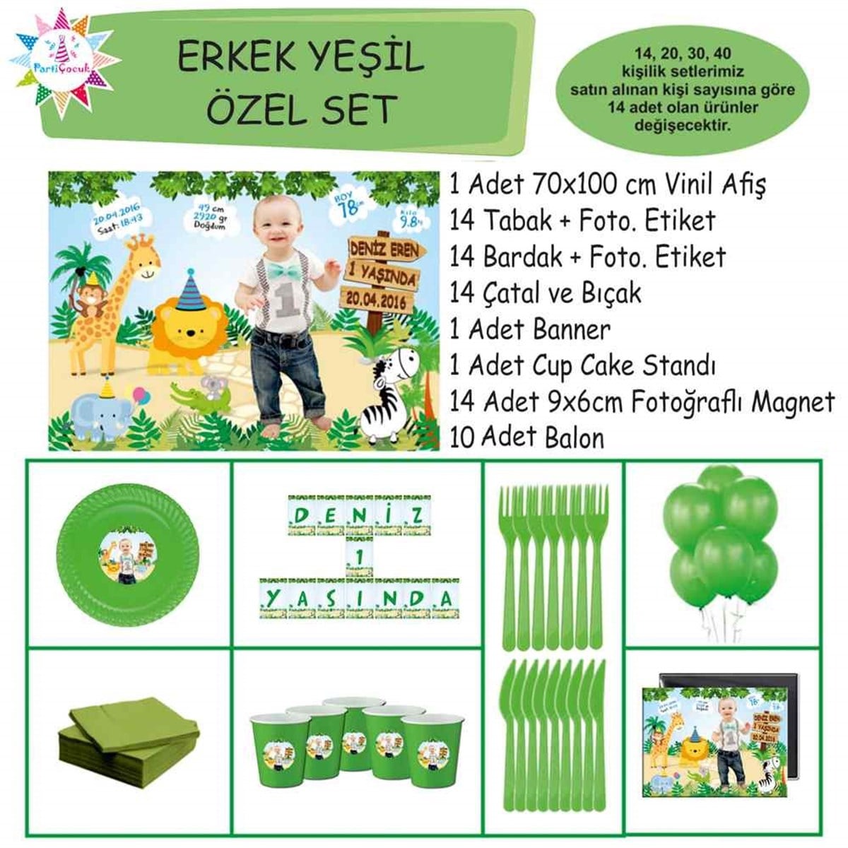 Safari Tema Parti Malzemesi Özel Set  