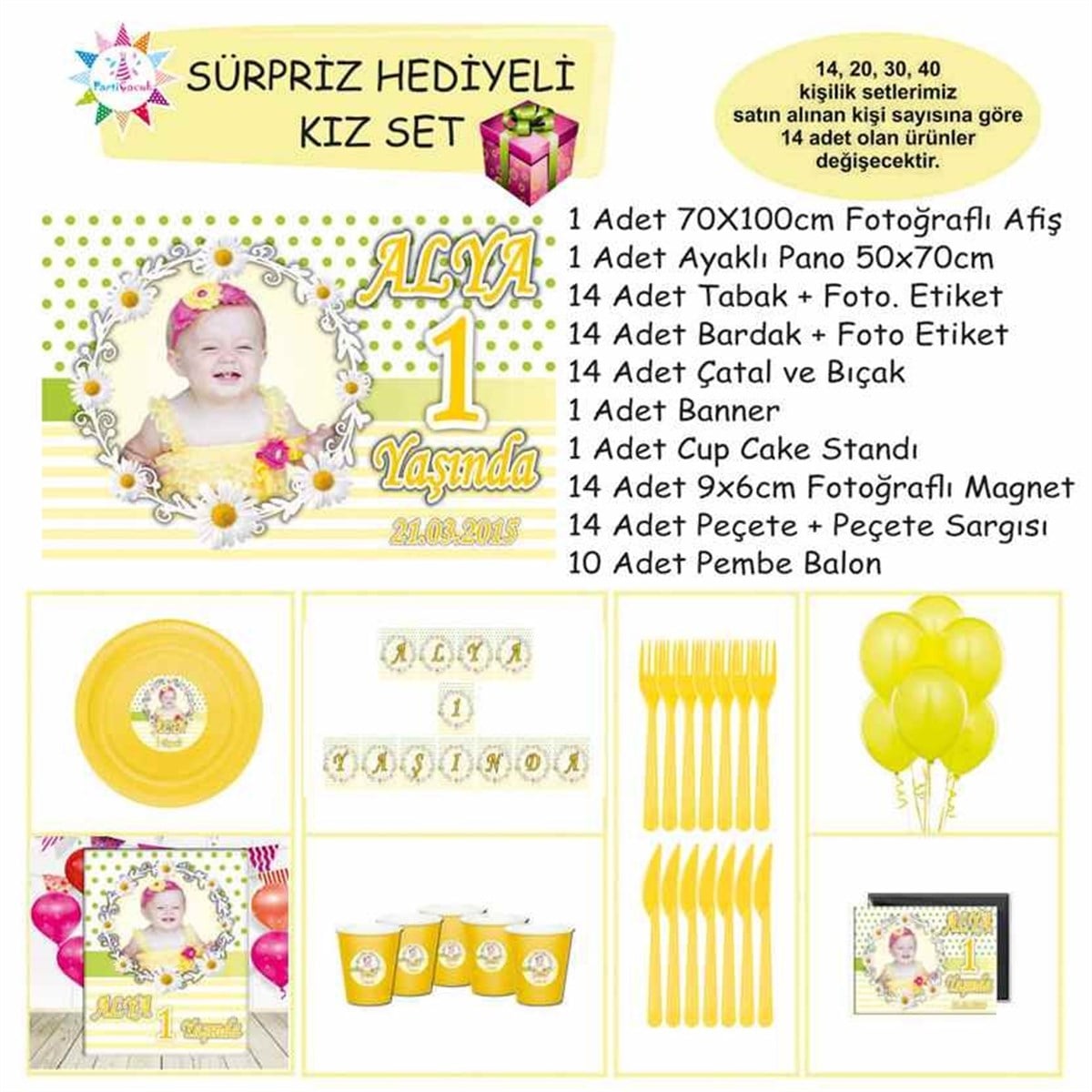 Sarı Papatya Kişiye Özel Konsept Sürpriz Set 