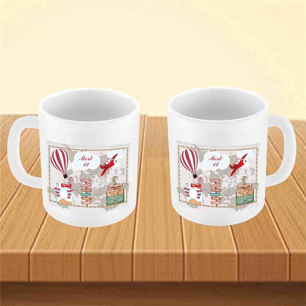 Seyahat Balonlu Konsept Kupa Bardak Mug 