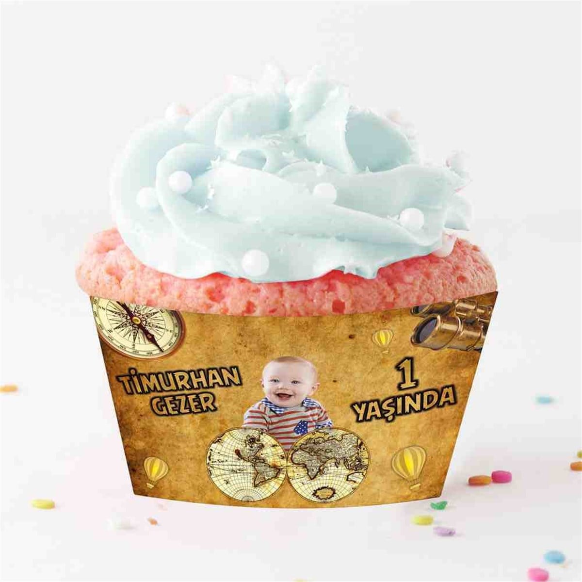 Seyahat Temalı Cupcake Sargısı 