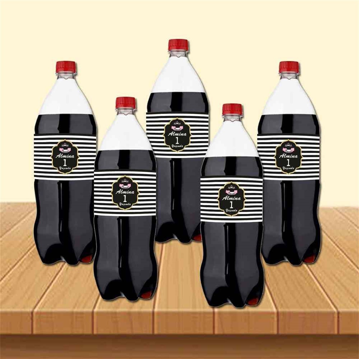 Siyah Beyaz Çizgili Cola Şisesi Bandı  