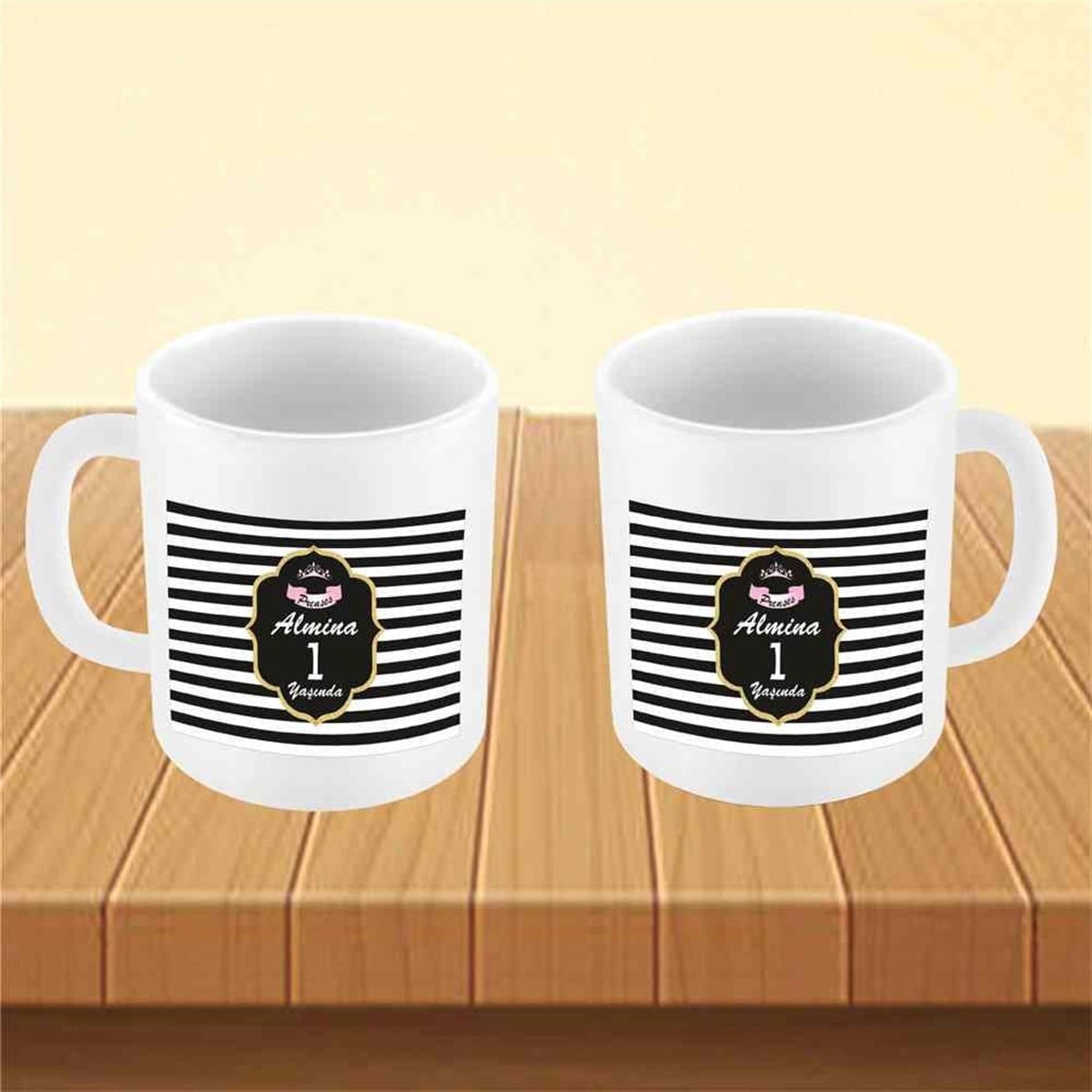 Siyah Beyaz Çizgili Konsept Kupa Bardak Mug  