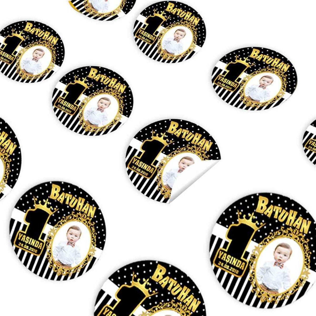 Siyah Çizgili Gold Konsept Sticker 30 Adet 