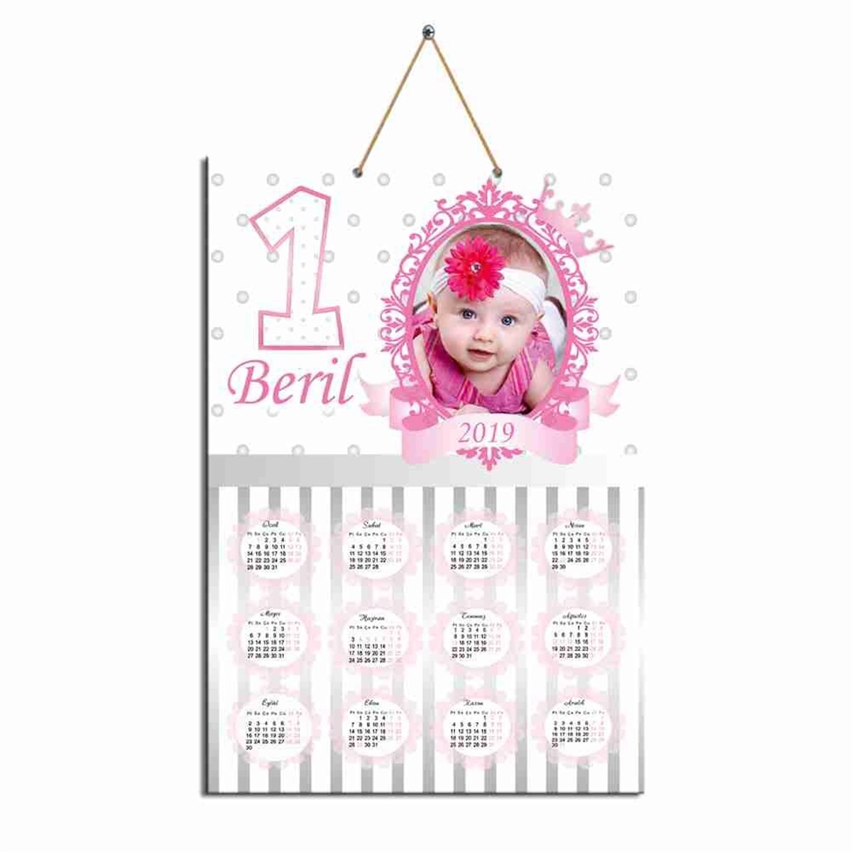 Soft Pembe Taç Karton Takvim  