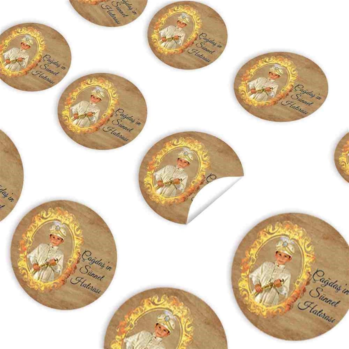 Sünnet Eskitme Zeminli Parti Malzemeleri Sticker 30 Adet 