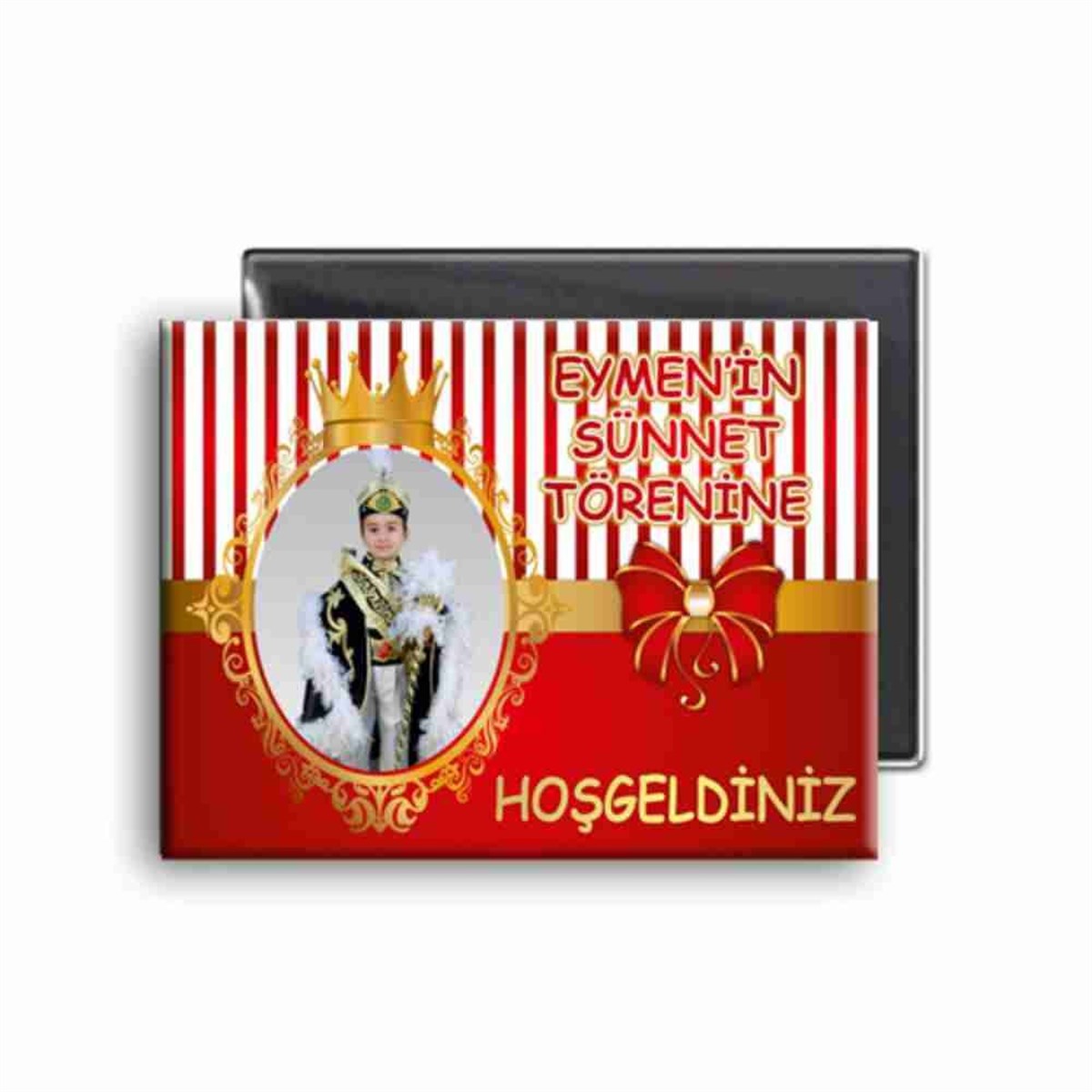 Sünnet Kırmızı Gold Taçlı Konsept Parti Süsü Buzdolabı Magneti 