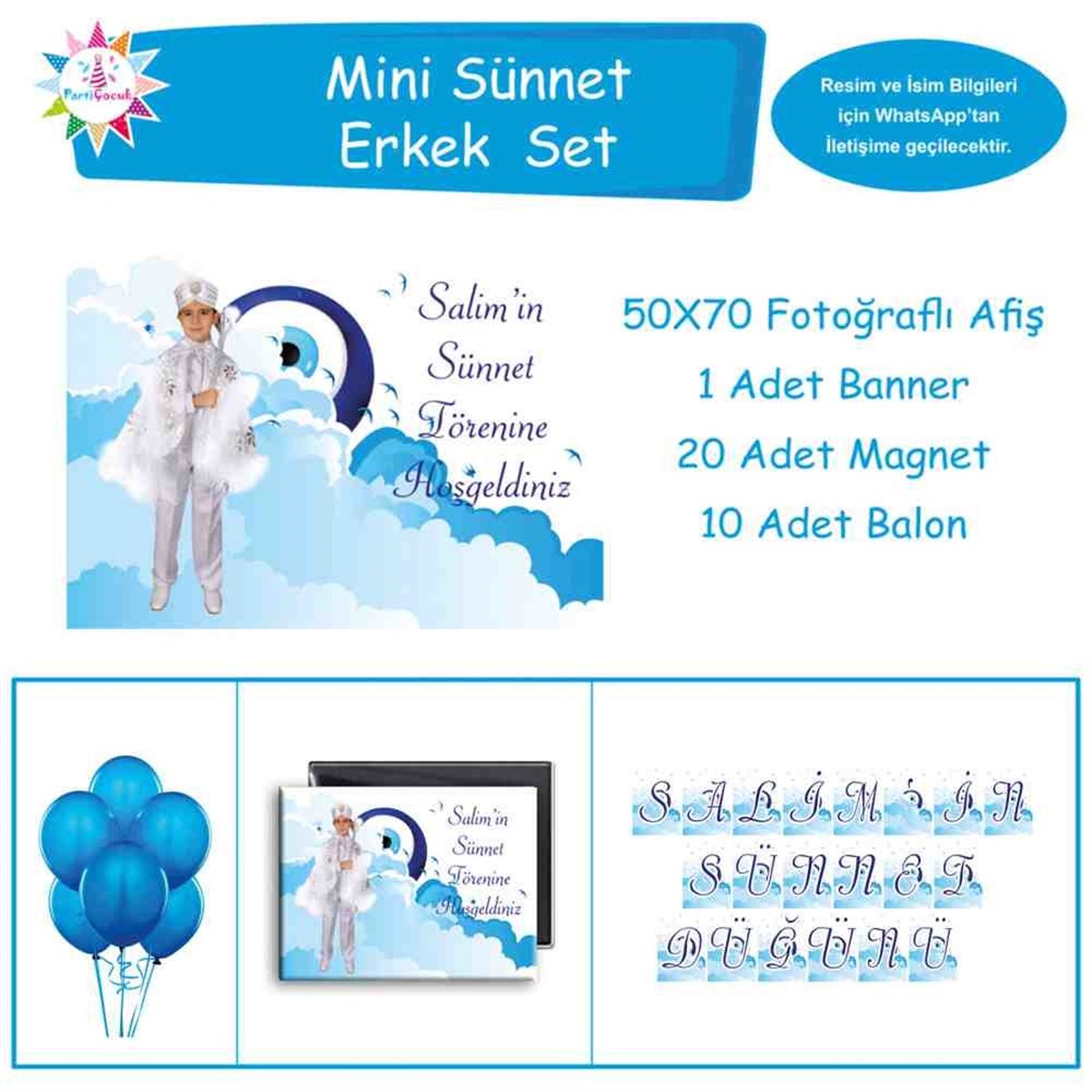 Sünnet Masası Gökyüzü Nazar Boncuklu Parti Süsü Mini Set 