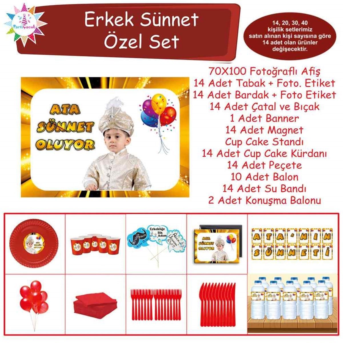 Sünnet Masası Gold Zeminli Parti Malzemeleri Özel Set 