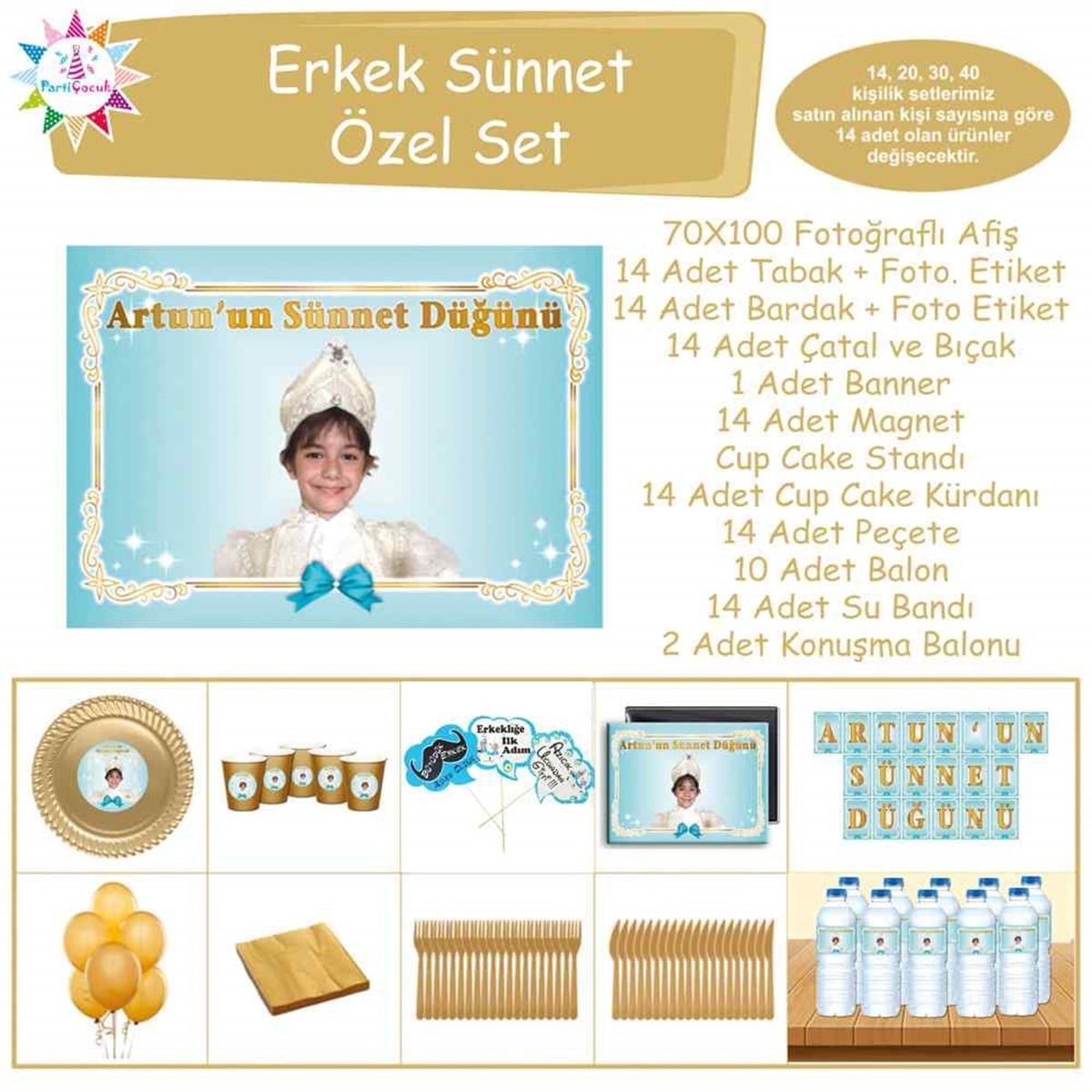 Sünnet Masası Mint Yeşili Gold Çerçeveli Özel Set 