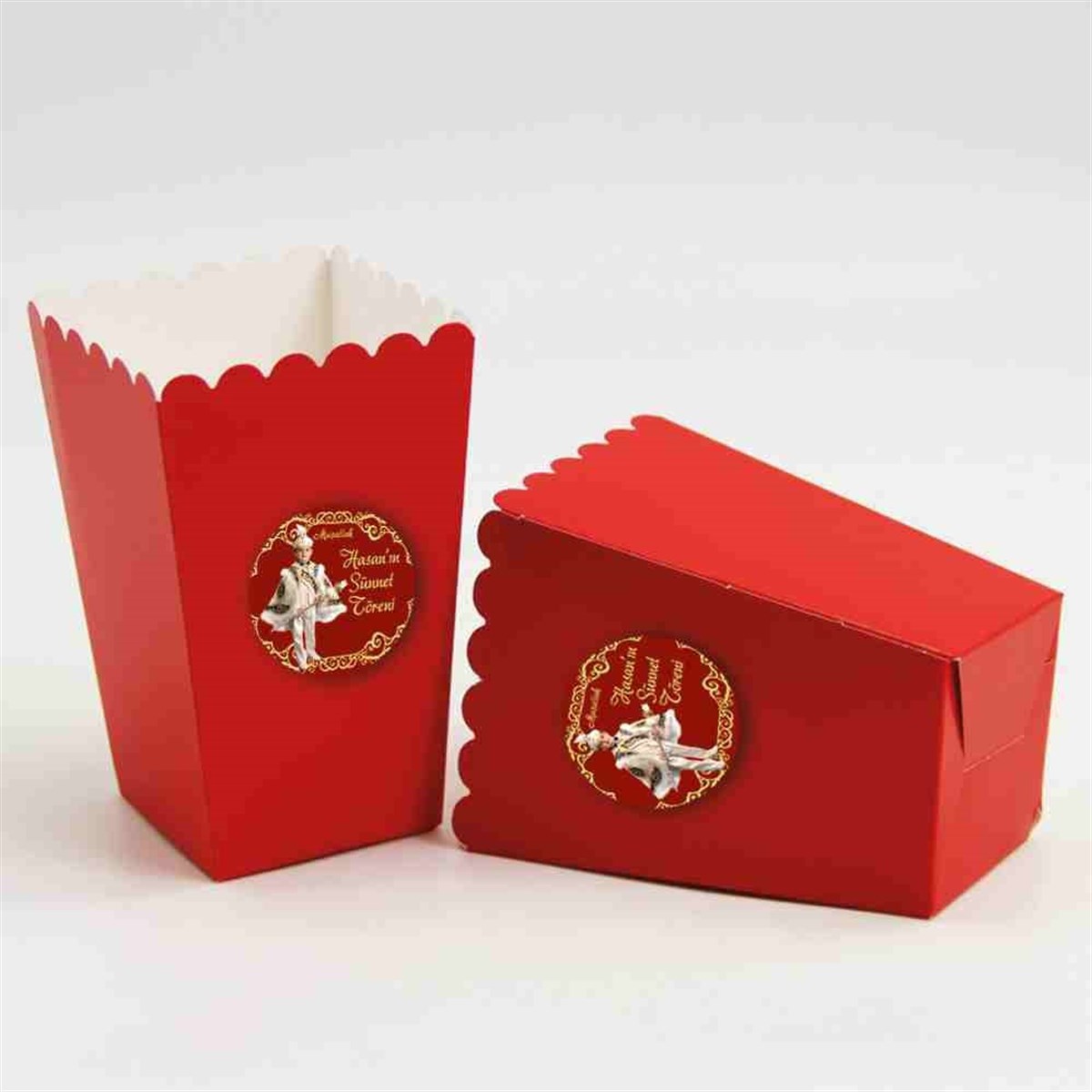 Sünnet Masası Süslemesi Gold ve Bordo Popcorn Kutusu 10 Adet 