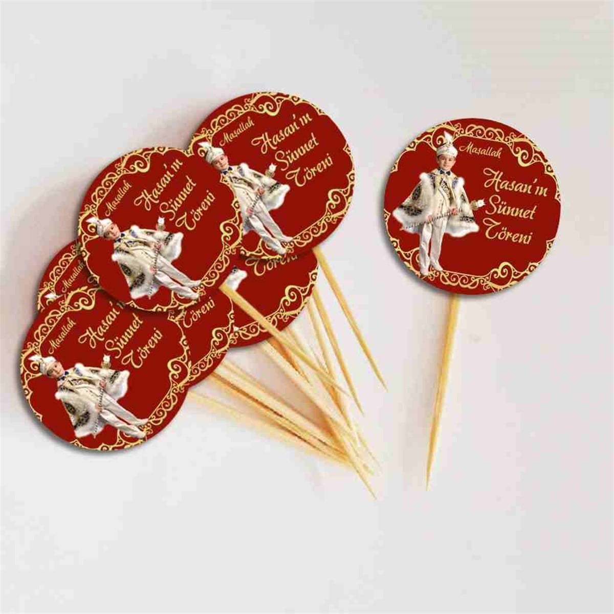 Sünnet Masası Süslemesi Gold ve Bordo Cupcake Kurdanı 