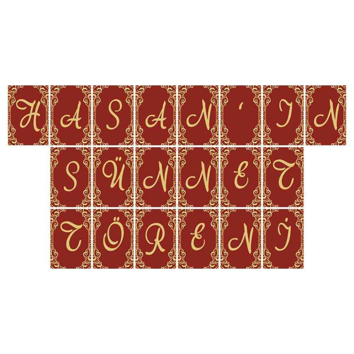 Sünnet Masası Süslemesi Gold ve Bordo Harf Banner 