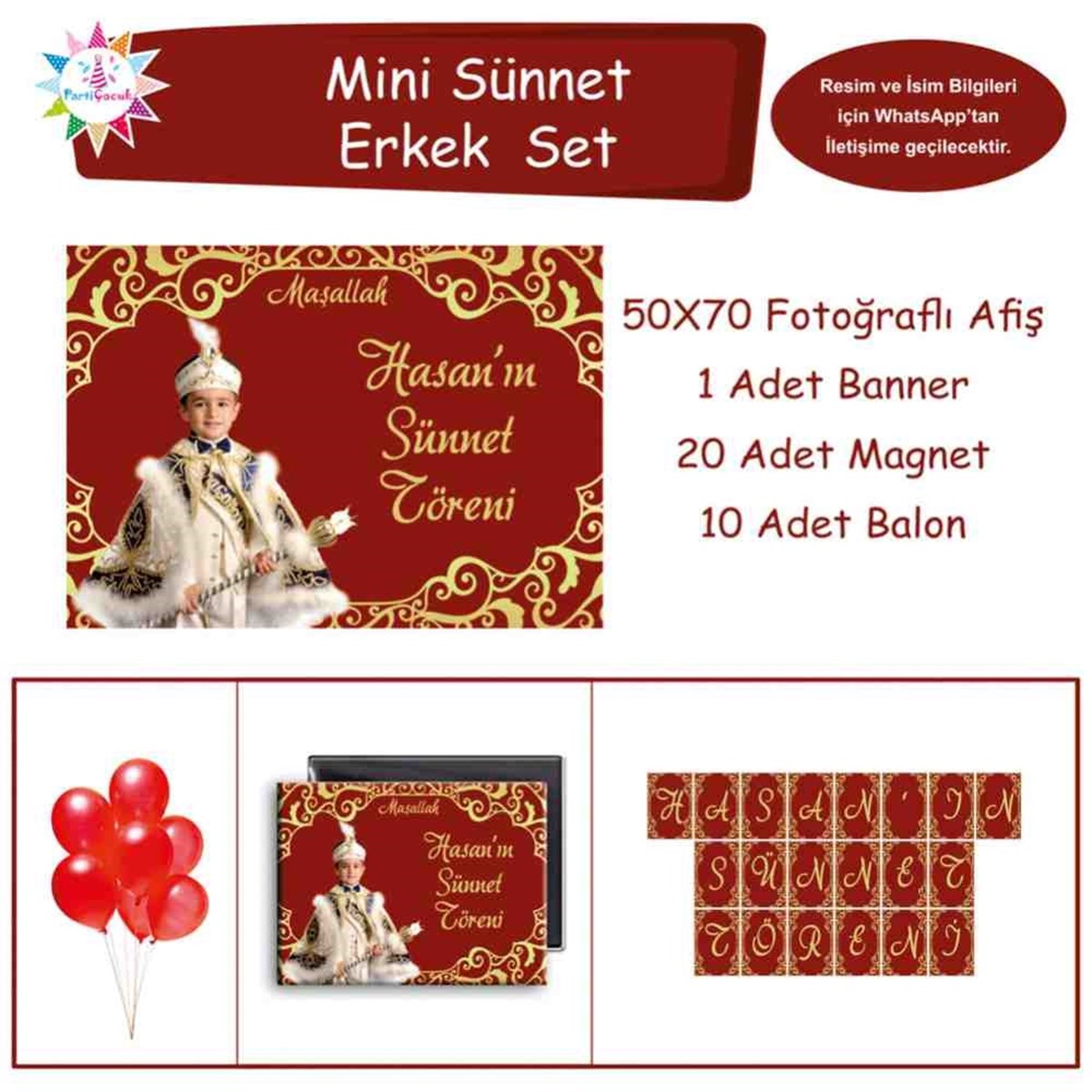 Sünnet Masası Süslemesi Gold ve Bordo Konsept Mini Set 
