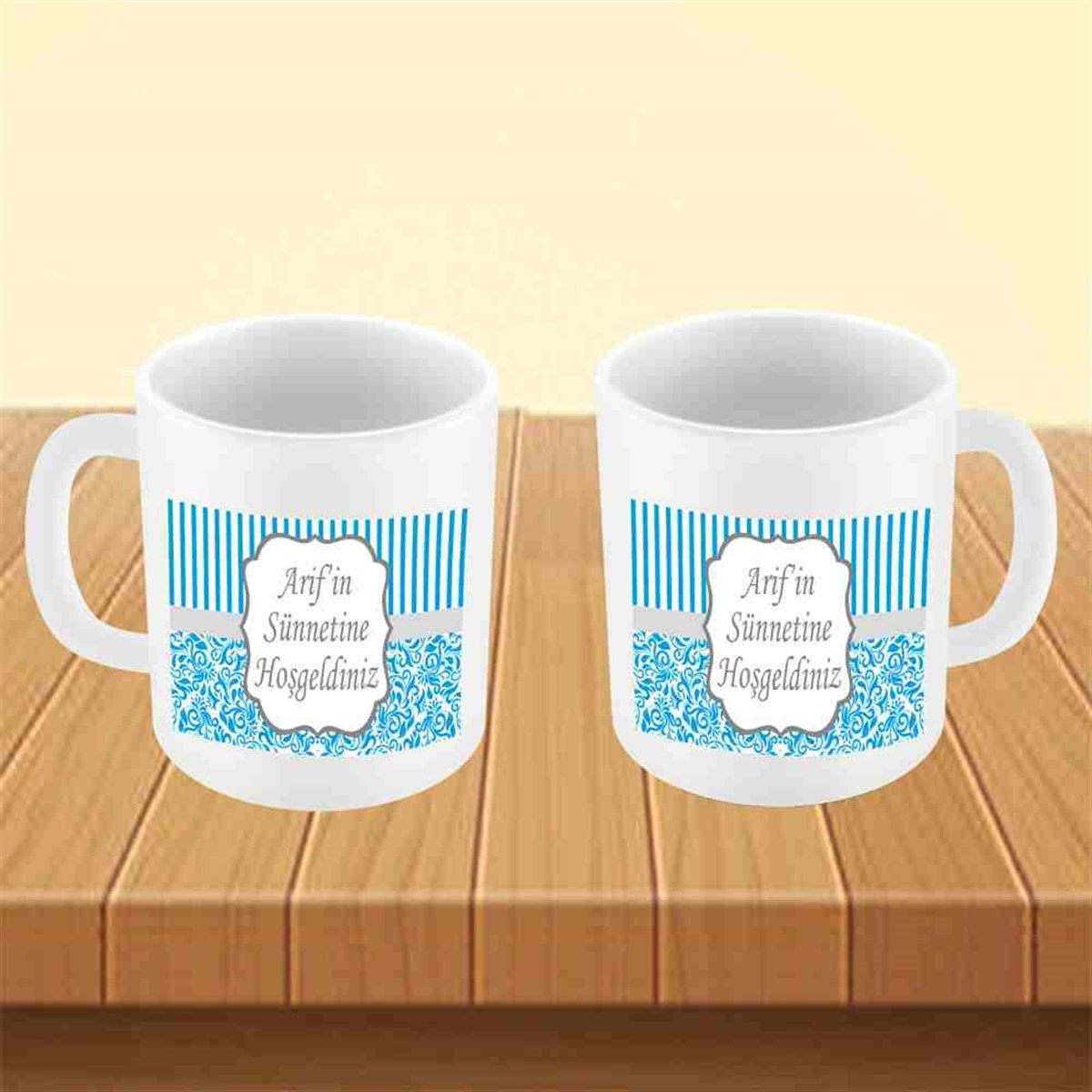 Sünnet Mavi Süsleme ve Hediyelik Kupa Bardak Mug 